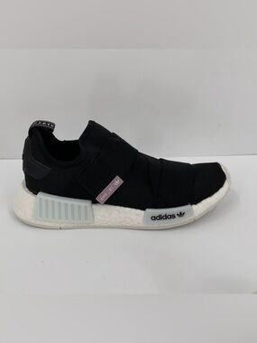 Adidas NMD R1 slip-on sneaker black white chunky strap women 6.5